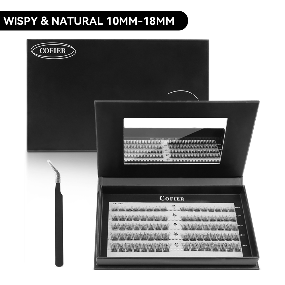 Cofier Cat Eye Lash Clusters 10-18mm C Curl – No Glue DIY Lash Kit