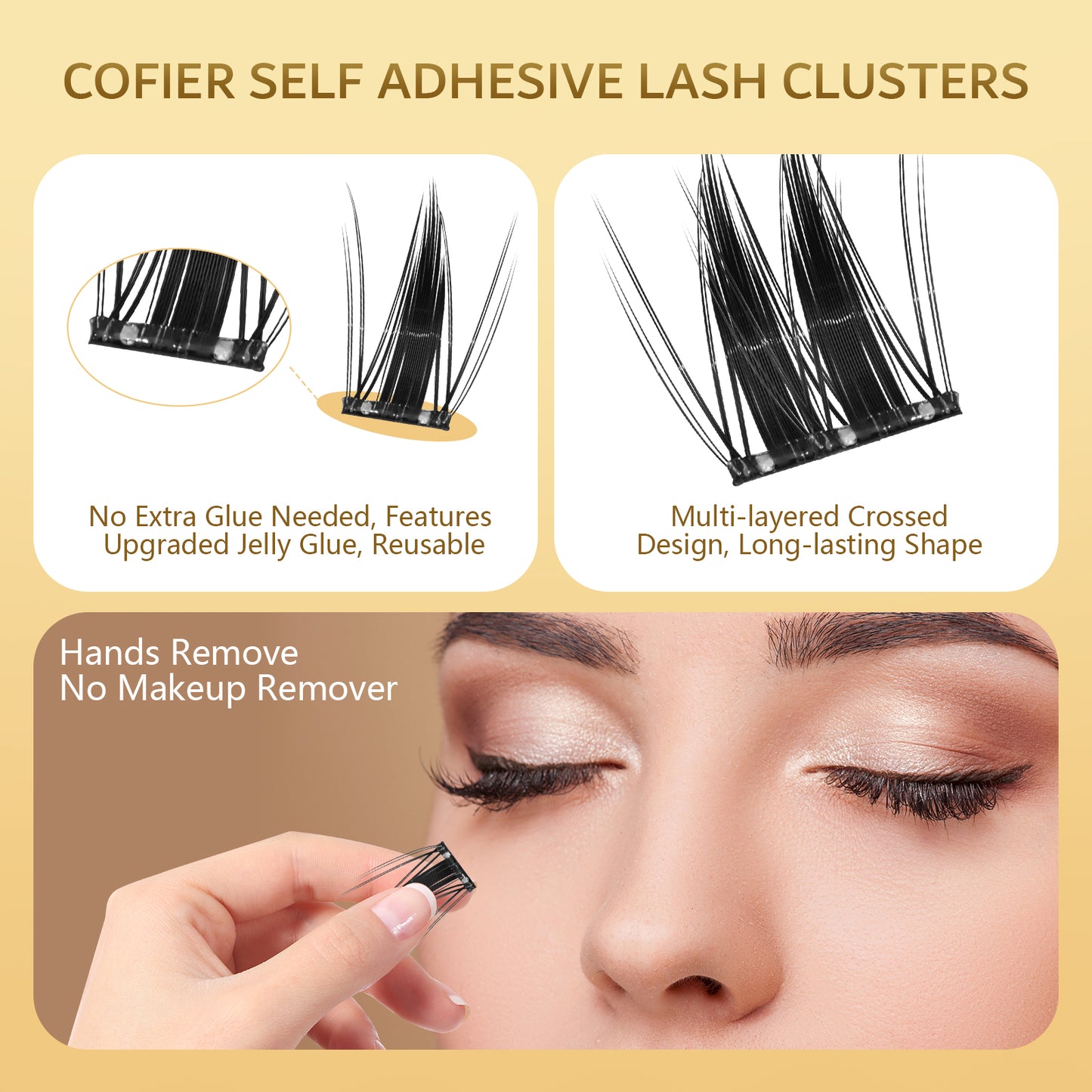 Cofier Vivid Lash Clusters 8-16mm C Curl – No Glue DIY Lash Kit