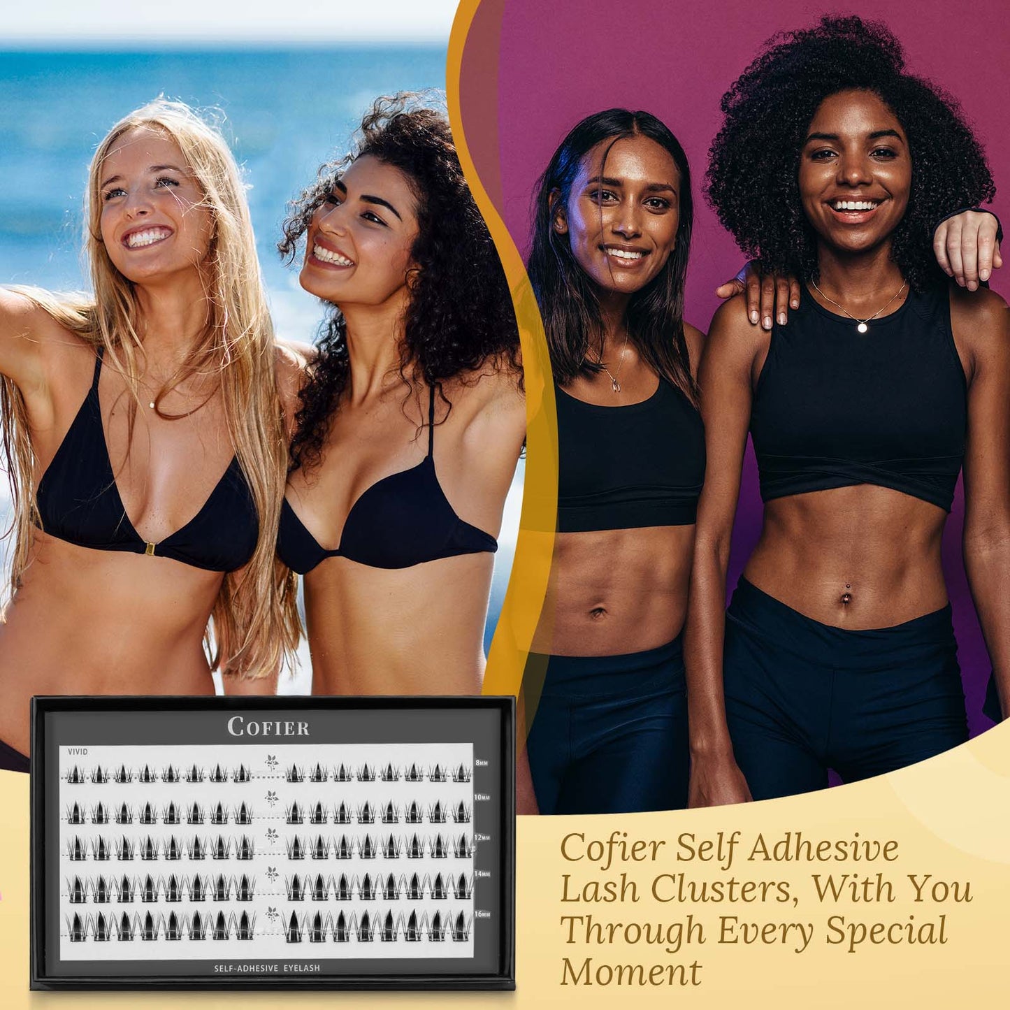 Cofier Vivid Lash Clusters 8-16mm C Curl – No Glue DIY Lash Kit