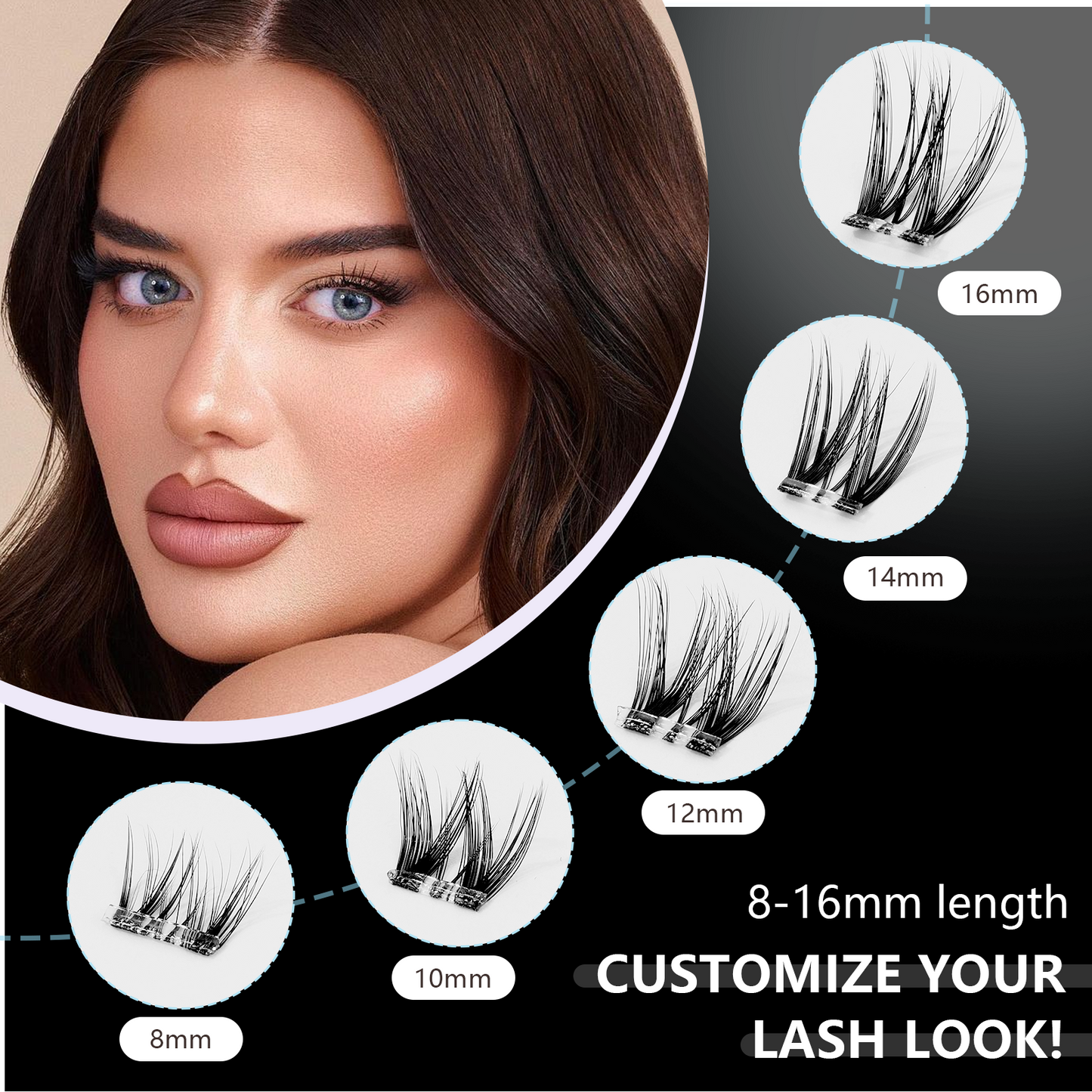 Cofier Flora Lash Clusters 10-18mm C Curl – No Glue Self-Adhesive Lashes