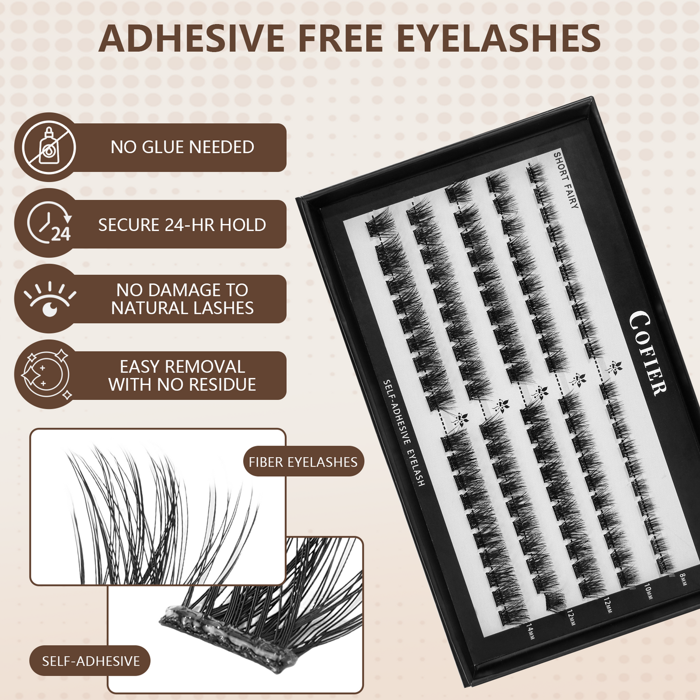 Cofier Short Fairy Lash Clusters 8-14mm C Curl – No Glue Self-Adhesive Lashes