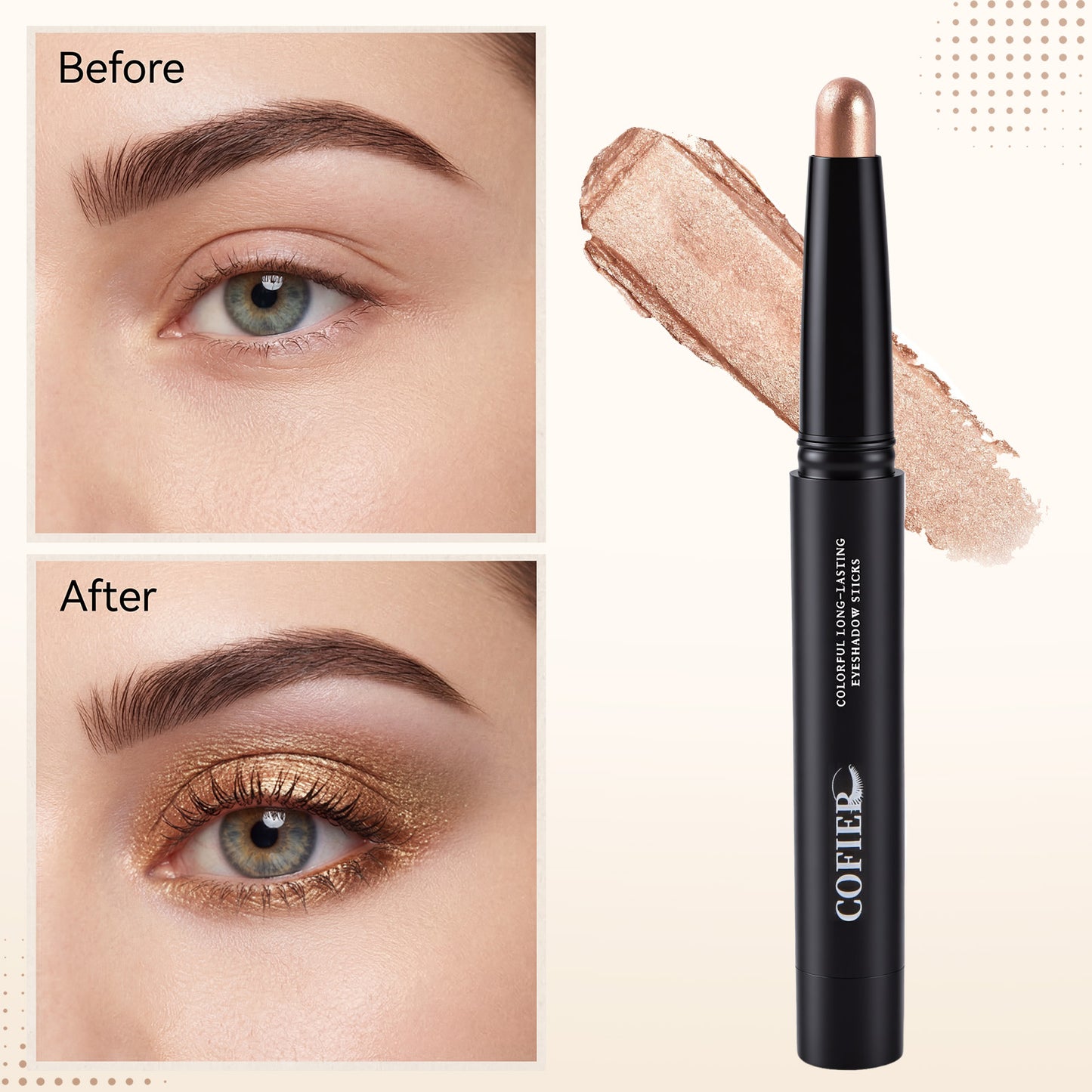 Cofier Lazy Girl Eyeshadow Stick – One Swipe Blendable Cream Shadow, Waterproof Long-Lasting Eye Makeup