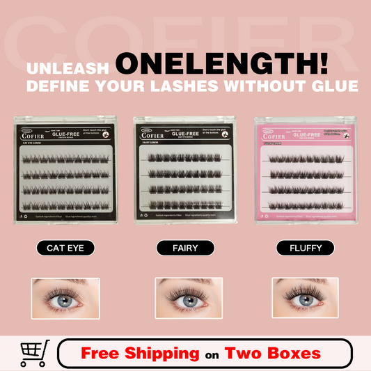 Cofier No-Glue Lash Clusters 40 PCS Press-On Self-Adhesive Eyelashes Uniform Length 10/12/14mm Easy Natural Beginner-Friendly