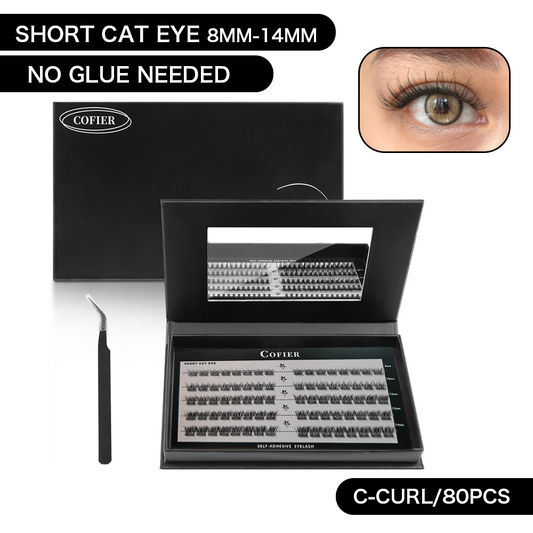 Cofier Short Cat Eye Lash Clusters 8-14mm C Curl – No Glue DIY Lashes