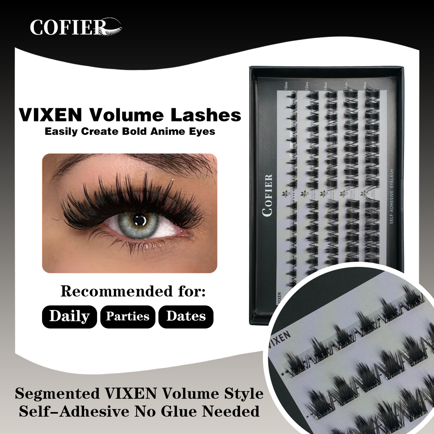 Cofier Runa Lash Clusters 10-18mm C Curl – No Glue DIY Lashes