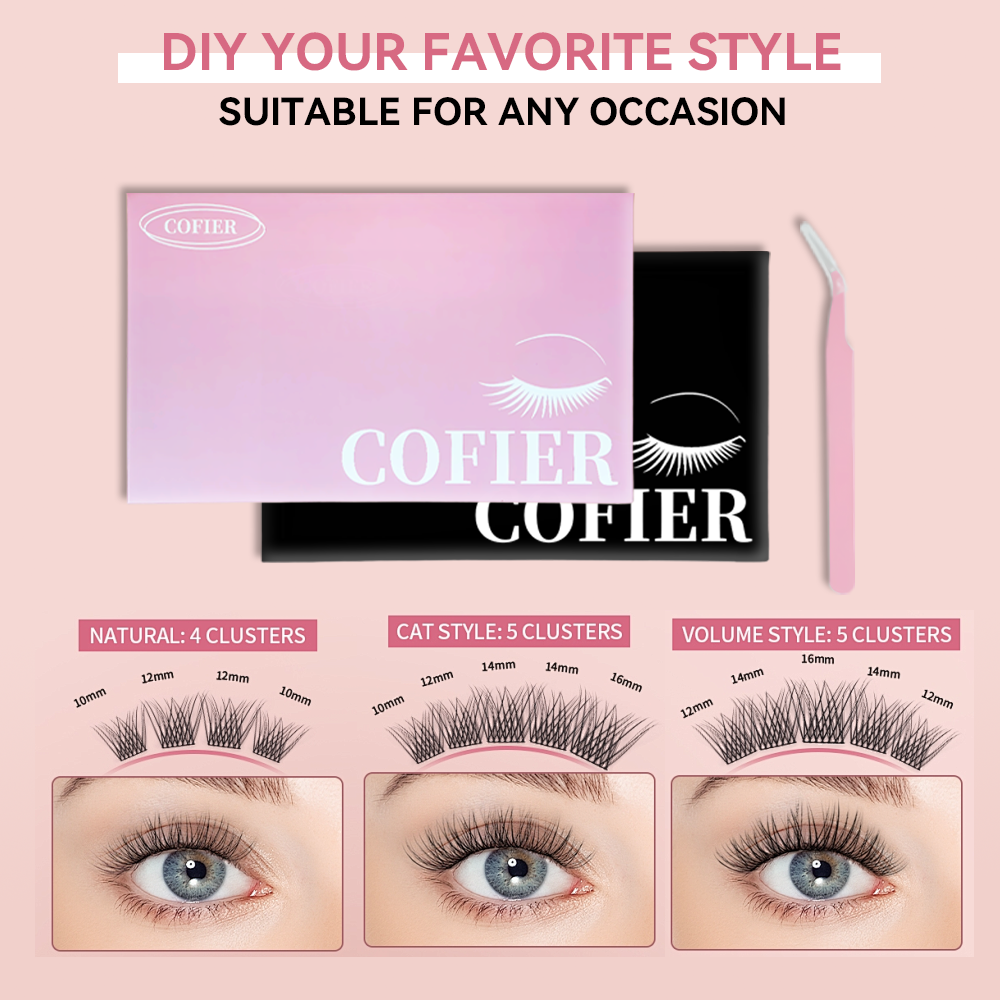 Cofier Fluffy Volume Lash Clusters 12-20mm C Curl – No Glue DIY Lashes