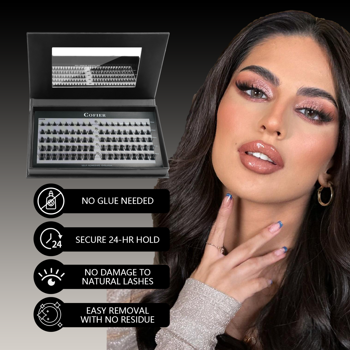 Cofier Runa Lash Clusters 10-18mm C Curl – No Glue DIY Lashes