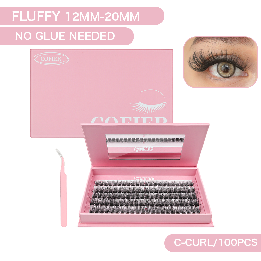 Cofier Fluffy Volume Lash Clusters 12-20mm C Curl – No Glue DIY Lashes