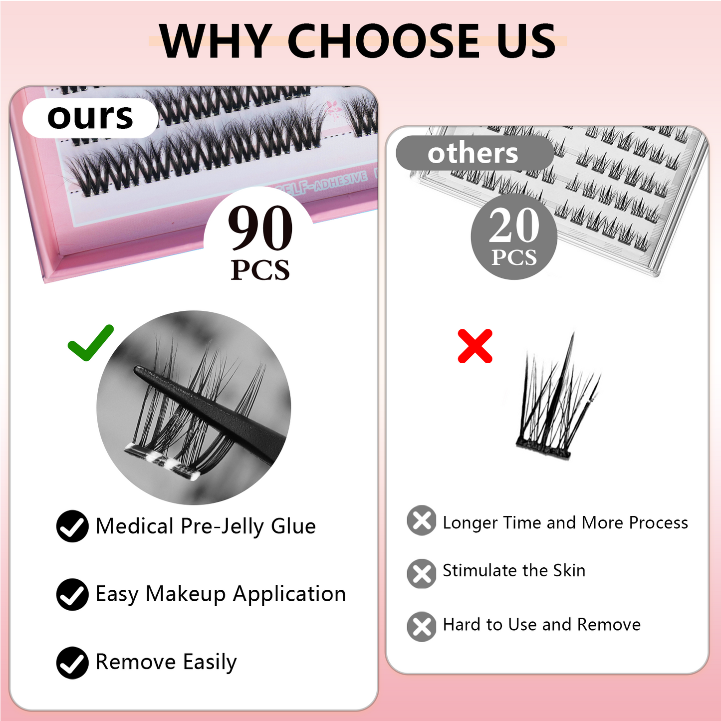 Cofier 3D Nova Lash Clusters 10-18mm C Curl – No Glue Self-Adhesive Lashes