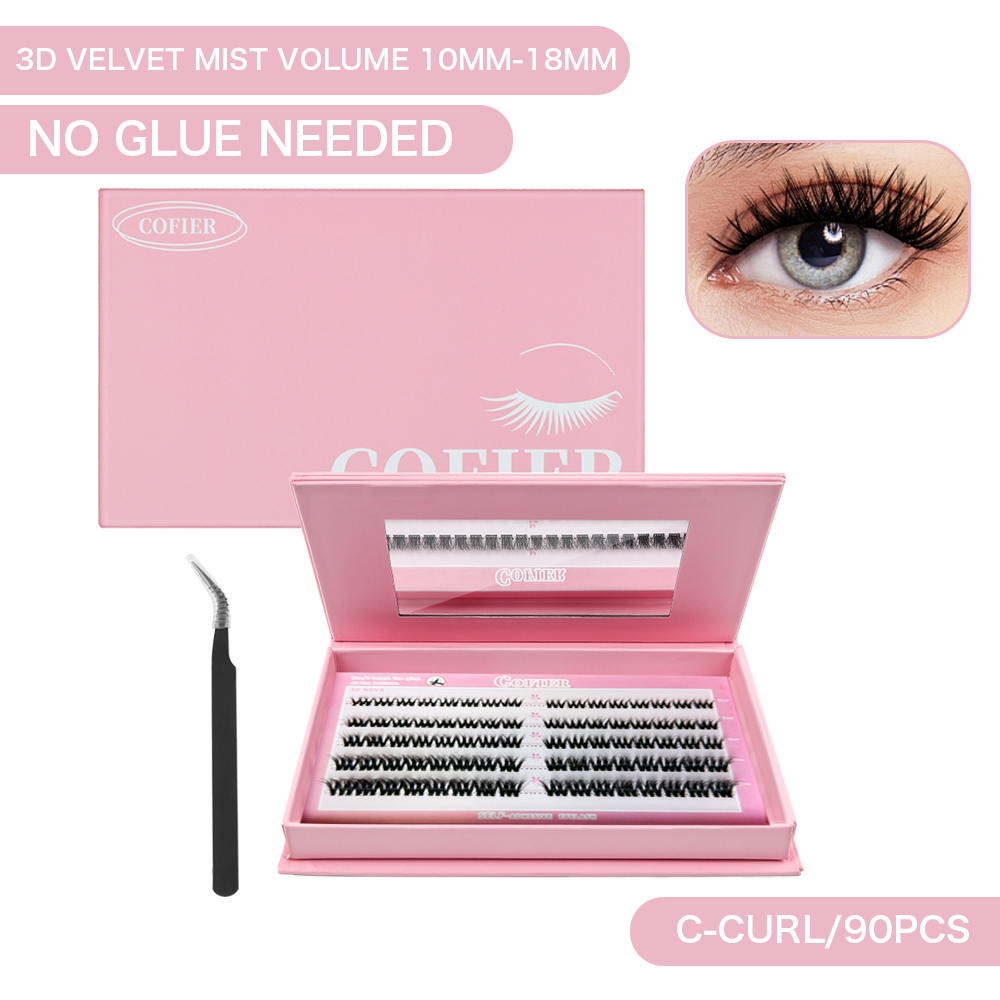 Cofier 3D Nova Lash Clusters 10-18mm C Curl – No Glue Self-Adhesive Lashes
