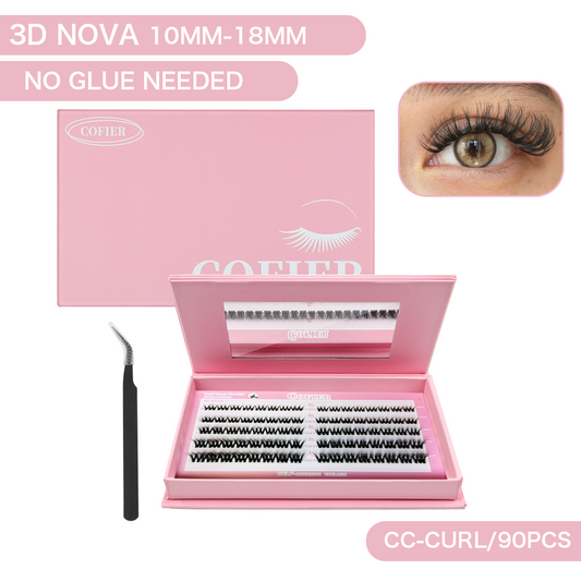 Cofier 3D Nova Lash Clusters 10-18mm C Curl – No Glue Self-Adhesive Lashes