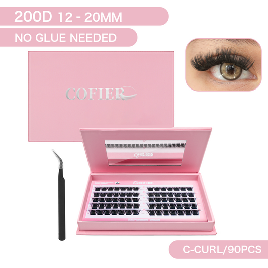 Cofier 200D Volume Lash Clusters 12-20mm C Curl – No Glue DIY Lash Kit