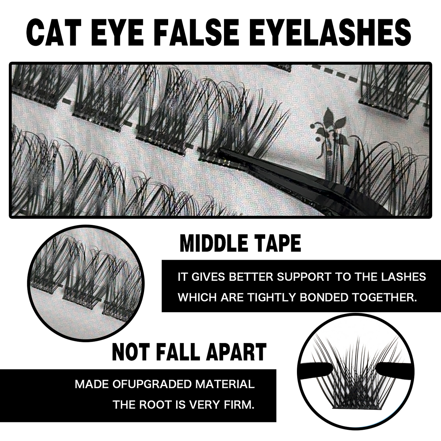 Cofier Cat Eye Lash Clusters 10-18mm C Curl – No Glue DIY Lash Kit