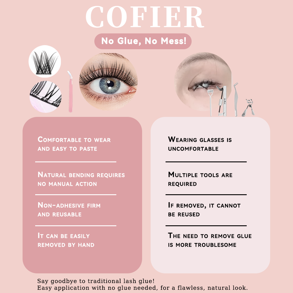 Cofier Fluffy Volume Lash Clusters 12-20mm C Curl – No Glue DIY Lashes